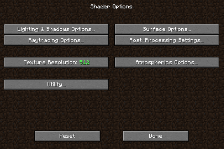 shader options